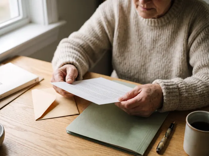 Someone at their kitchen table reading a letter they've just opened